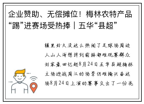 企业赞助、无偿摊位！梅林农特产品“踢”进赛场受热捧｜五华“县超”超精彩